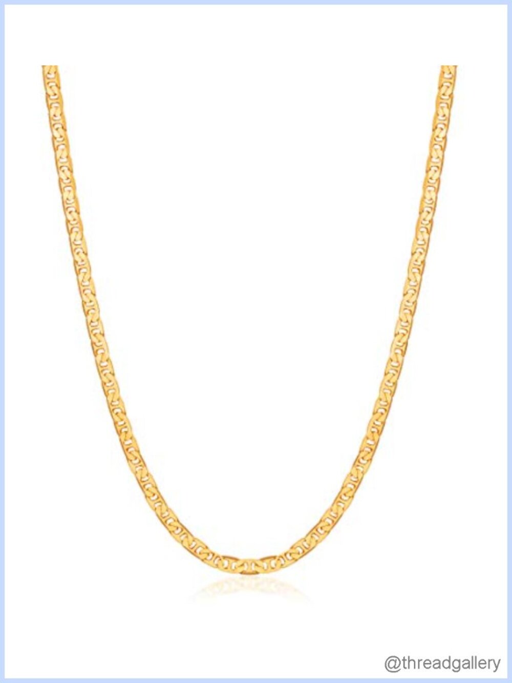 18K Gold Plated Mariner Chain Necklace Flat Marina 18 Inch